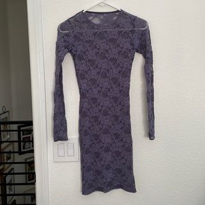 American apparel long sleeve spandex lace floral mini dress